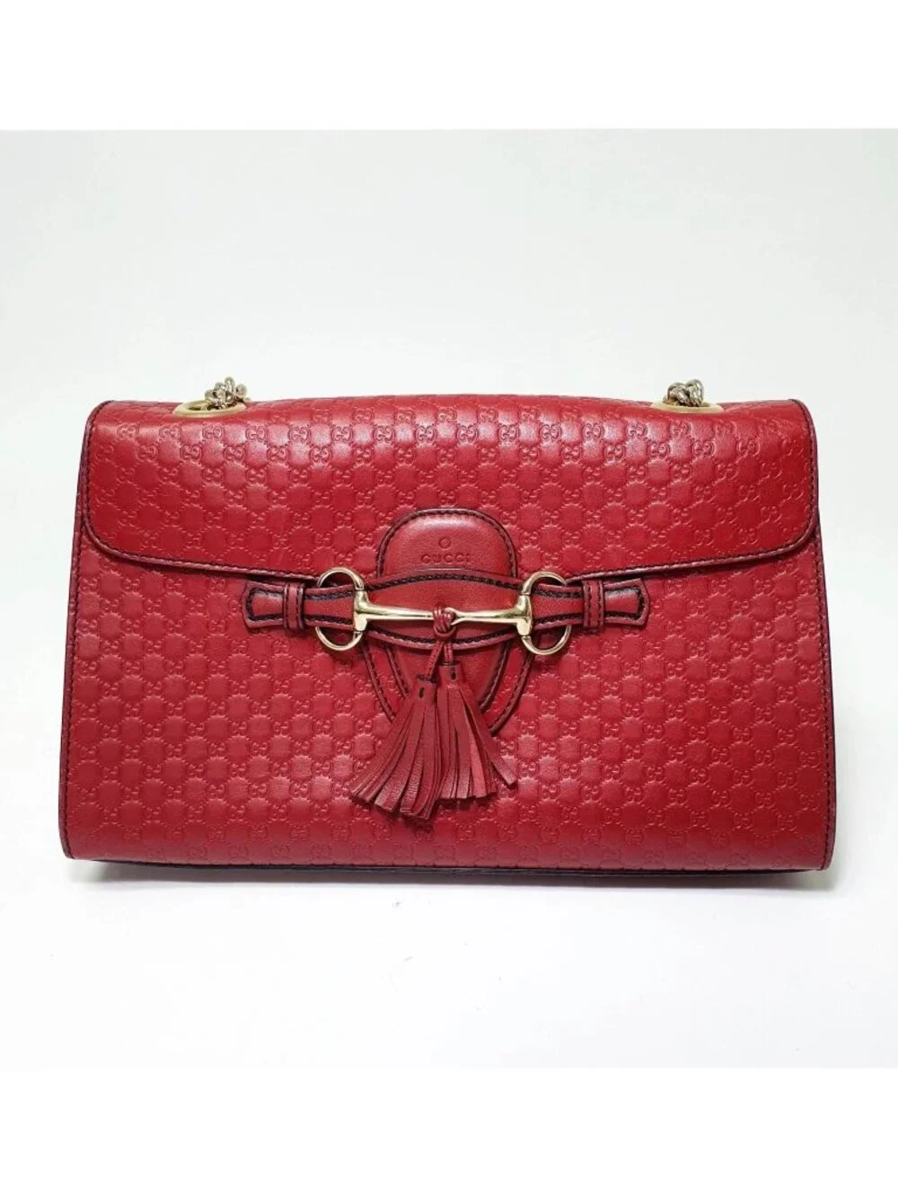 Authentic Gucci Emily Microguccissima Red Leather Chain Shoulder Bag - Picture 2 of 12